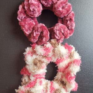 Scrunchies/pink & pink, white & brown