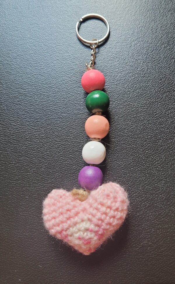 Heart & beads keychain
